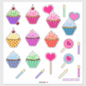 Sticker Trousse de cupcake pour la Saint-Valentin (Feuille)