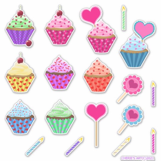 Sticker Trousse de cupcake pour la Saint-Valentin (Devant)