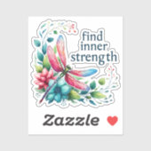 Sticker Trouver la force intérieure - libellule artistique (Feuille)