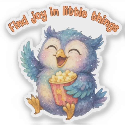 Sticker Trouvez la joie dans les petites choses - Chouette (Devant)