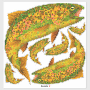 Sticker Truite arc-en-ciel feuille Aspen 2