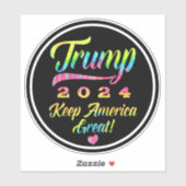 Sticker Trump 2024 Rainbow Tie Dye Keep America Great (Feuille)