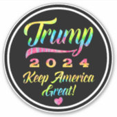 Sticker Trump 2024 Rainbow Tie Dye Keep America Great (Devant)
