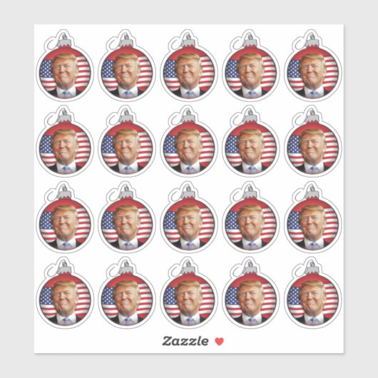 Sticker Trump dans une balle d'arbre de Noël (Feuille)