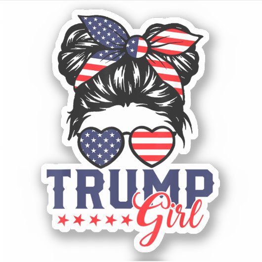 Sticker Trump Girl Messy Bun Trump Élection 2024 (Devant)