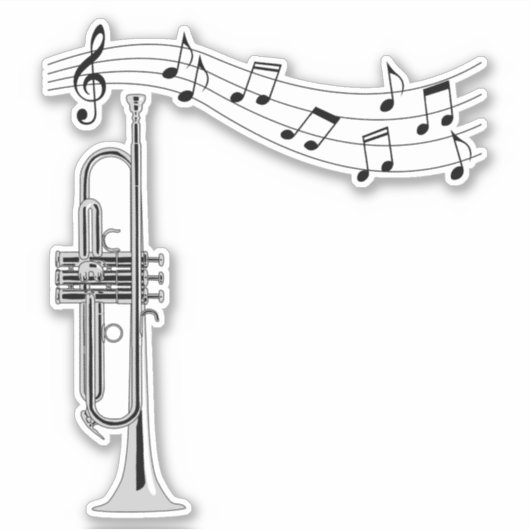 Sticker Trumpet musicien avec notes musicales (Devant)