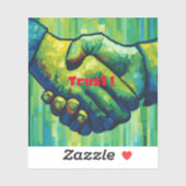 Sticker "TrustTouch : Une poignée de main sous forme d'aut (Feuille)