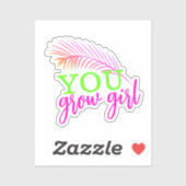 Sticker Tu Crois Fille Main Tirée Palme Feuille Neon (Feuille)