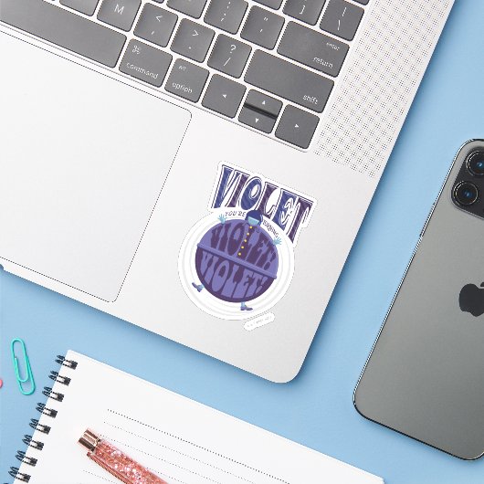 Sticker Tu deviens Violet, Violet ! (Ordinateur portable avec iPhone)