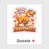 Sticker Tu es Dino Mite Mignon Dinosaure Saint Valentin Dr (Feuille)
