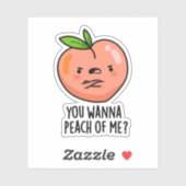 Sticker Tu Veux Peach Of Me Drôle Fruit Pun (Feuille)