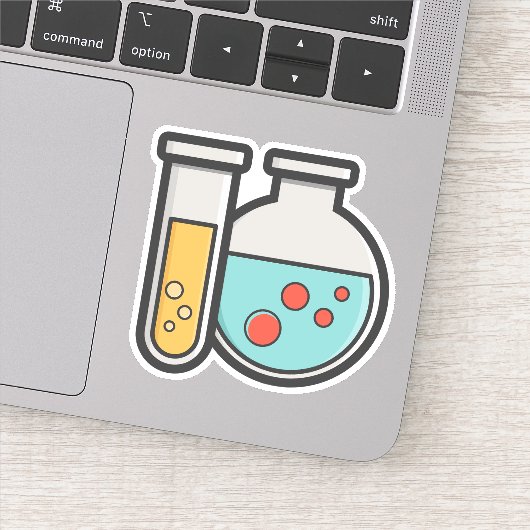 Sticker Tube d'essai de chimie et bécher (Détail)