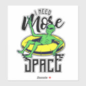 Sticker Tubes Aliens amusants J'ai besoin de plus d'espace (Feuille)