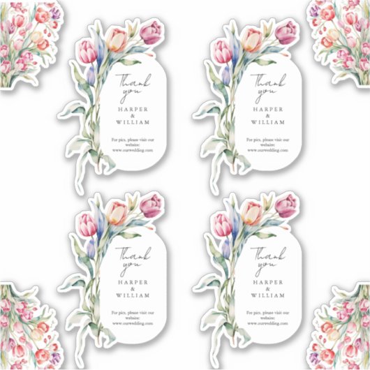 Sticker Tulip embrasse le mariage du printemps merci (Devant)