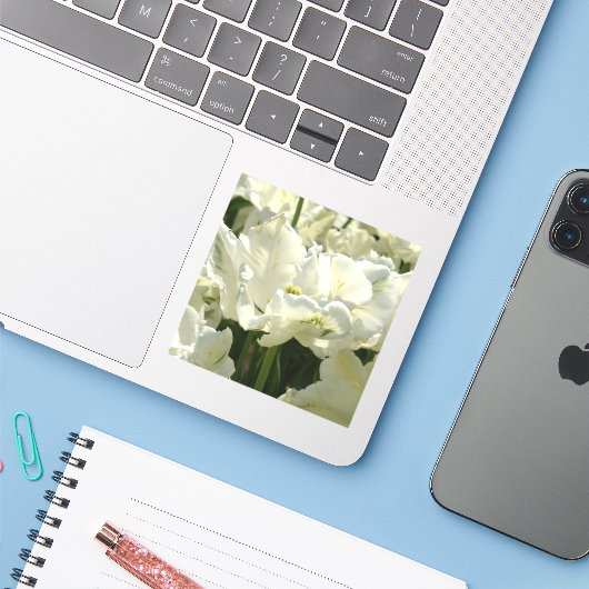Sticker Tulipes blanches (Ordinateur portable avec iPhone)
