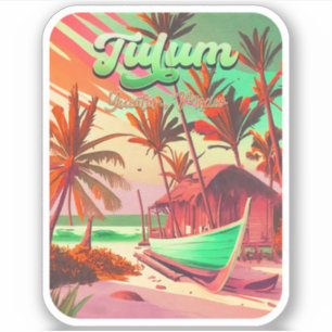 Sticker Tulum Yucatán Plage de Mexico Coucher de soleil