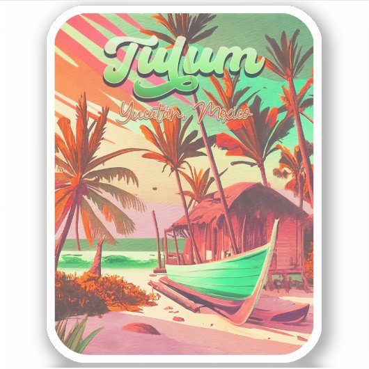 Sticker Tulum Yucatán Plage de Mexico Coucher de soleil (Devant)