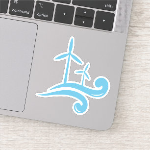 Sticker Turbines éoliennes d'énergie renouvelable bleu ou 