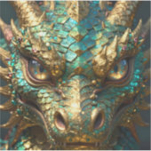 Sticker Turquoise and Gold Dragon  (Devant)