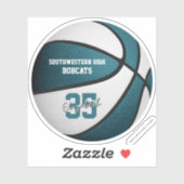 Sticker Turquoise blanc basketball filles garçons équipe c (Feuille)