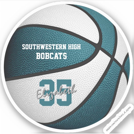 Sticker Turquoise blanc basketball filles garçons équipe c (Devant)