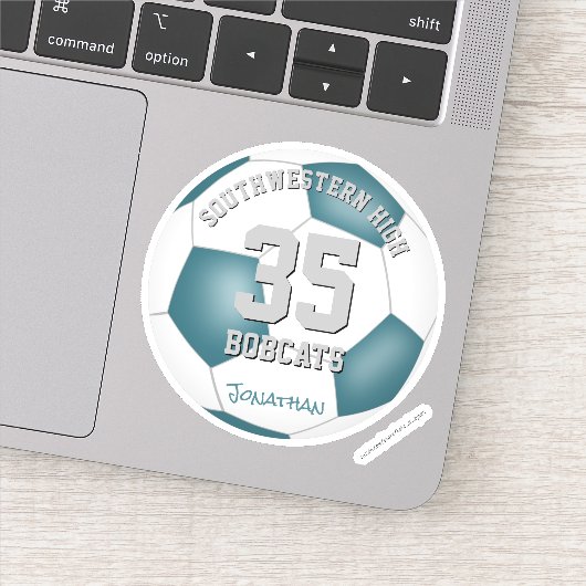 Sticker Turquoise blanc équipe couleurs enfants soccer fêt (Détail)