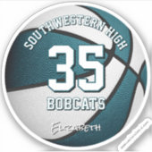 Sticker turquoise blanc équipe couleurs garçons filles bas (Devant)