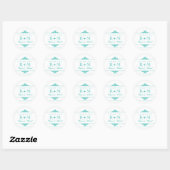 Sticker turquoise Bleu Blanc Flèche Cercle Mariage (Feuille)