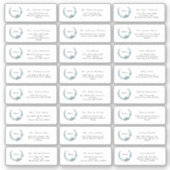 Sticker Turquoise Blue Botanical Wreath Monogram Mariages (Devant)