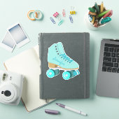 Sticker Turquoise Blue Retro Quad Roller Patinage Personna (Couverture iPad)