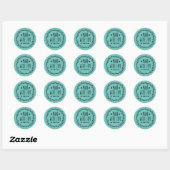 Sticker turquoise Fabriqué Avec Amour Classic Roun (Feuille)