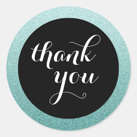 Sticker turquoise Faux Parties scintillant Merci F (Devant)