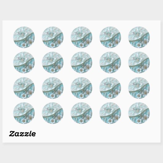 Sticker turquoise Floral (Feuille)