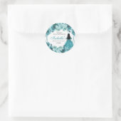 Sticker turquoise Floral Quinceanera Classic Round (Sac)