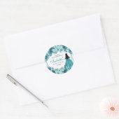 Sticker turquoise Floral Quinceanera Classic Round (Enveloppe)