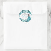 Sticker turquoise Floral Quinceanera Classic Round (Sac)