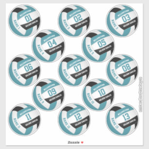 Sticker turquoise noir 13 joueurs personnalisés noms volle