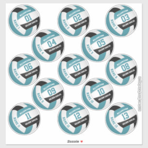 Sticker turquoise noir 13 joueurs personnalisés noms volle