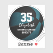 Sticker Turquoise noir couleurs de l'équipe cadeaux filles (Feuille)