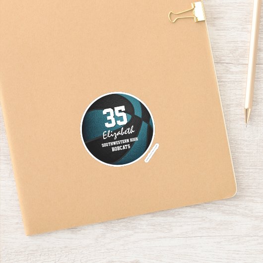 Sticker Turquoise noir couleurs de l'équipe cadeaux filles (Carnet)