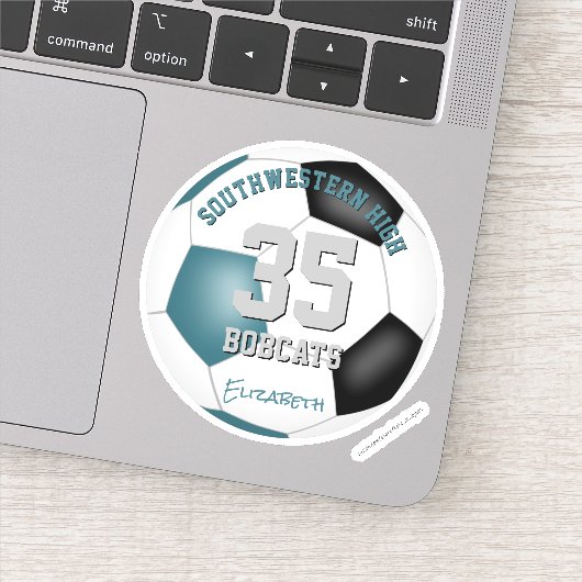 Sticker Turquoise noir équipe couleurs enfants soccer banq (Détail)