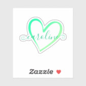 Sticker Turquoise Ombre Calligraphie Nom calligraphique Co (Feuille)