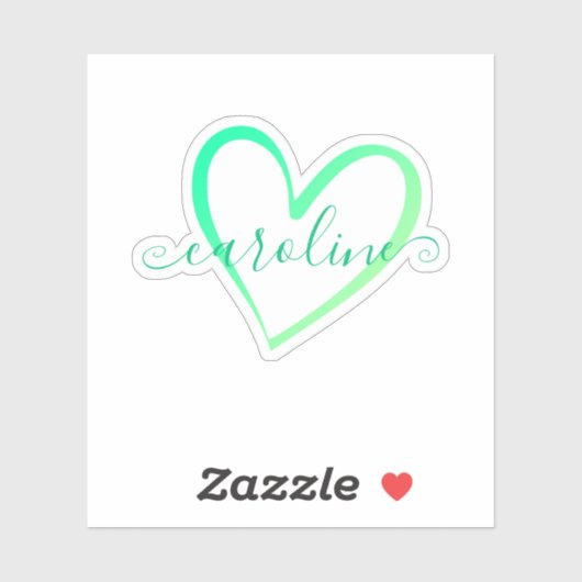 Sticker Turquoise Ombre Calligraphie Nom calligraphique Co (Feuille)