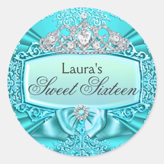 Sticker turquoise Princesse Tiara & Damask Sweet 1 (Devant)