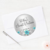 Sticker turquoise Silver Floral Sweet 16 (Enveloppe)