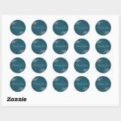 Sticker turquoise sur Merci rond de 1,5 po (Feuille)