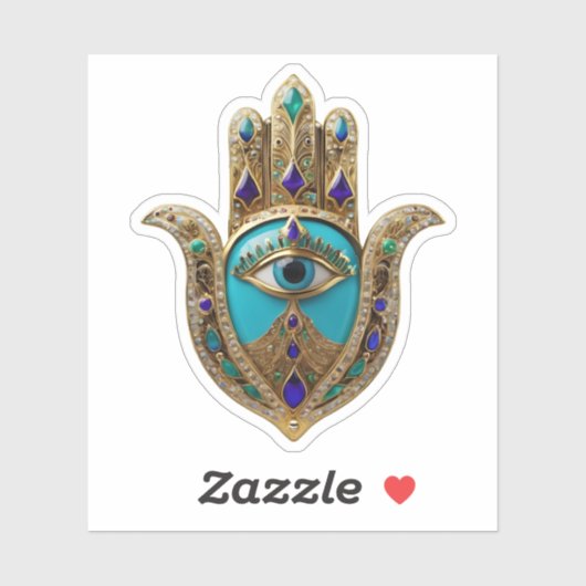 Sticker Turquoise Third Eye Hamsa (Feuille)