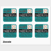 Sticker turquoise Tree Nut Food Allergy Alert Étiq (Feuille)