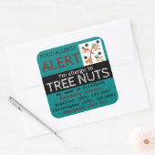 Sticker turquoise Tree Nut Food Allergy Alert Étiq (Enveloppe)