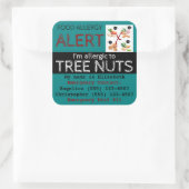 Sticker turquoise Tree Nut Food Allergy Alert Étiq (Sac)